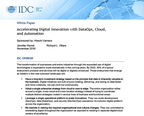 Accelerating Digital Innovation with DataOps, Cloud and Automation - IDC Whitepaper